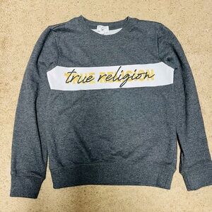 Girls True Religion Gray and White Sweatshirt